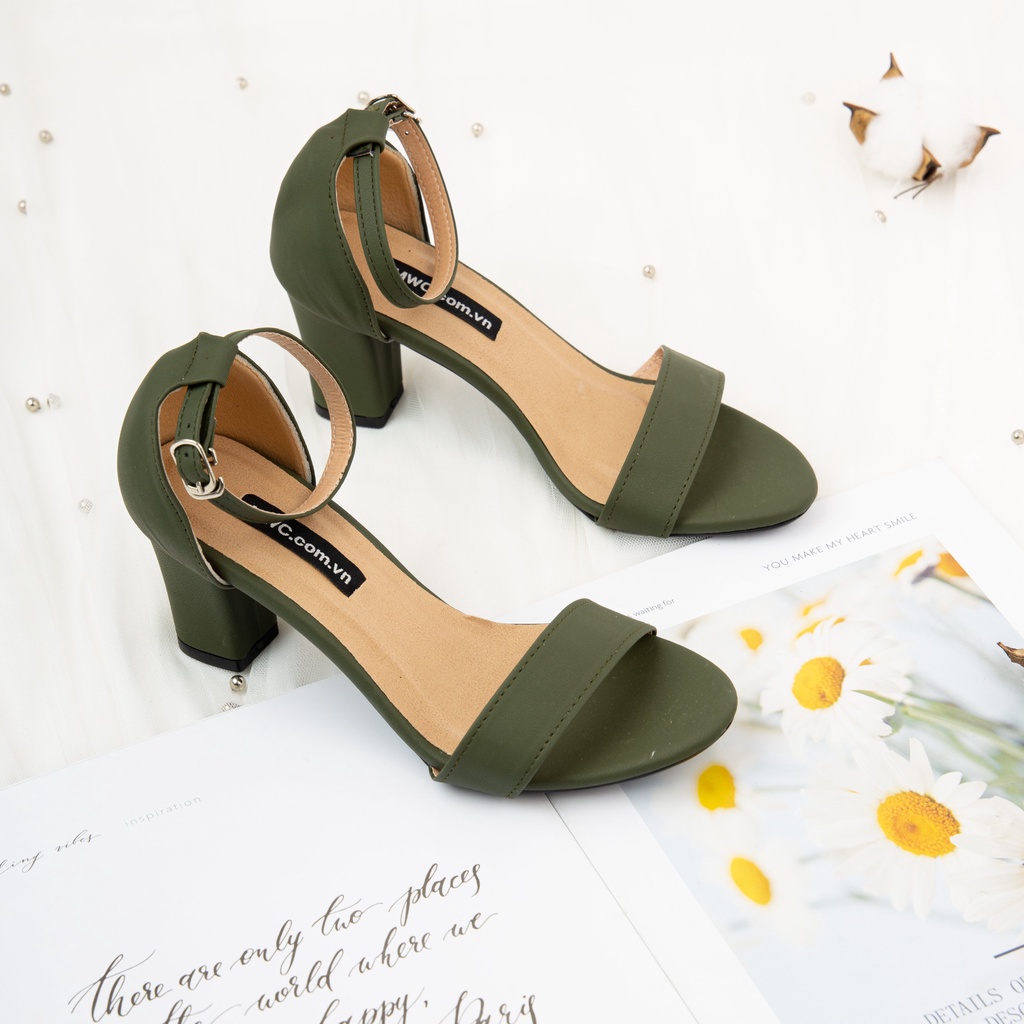 Giày MWC 3548 - Sandal Cao Gót Đế Vuông 7CM Quai Ngang Thanh Lịch