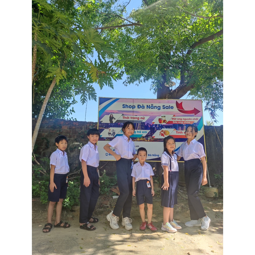 Đồng phục học sinh nam nữ cấp 1,2 - Áo sơ mi học sinh nam, quần tây học sinh lưng thun nam nữ - Danangsale