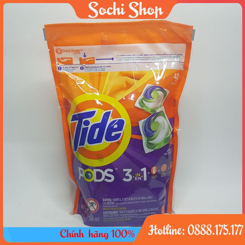 Viên giặt Tide Pod 42 viên xuất xứ Mỹ