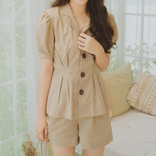 Áo linen cổ vest