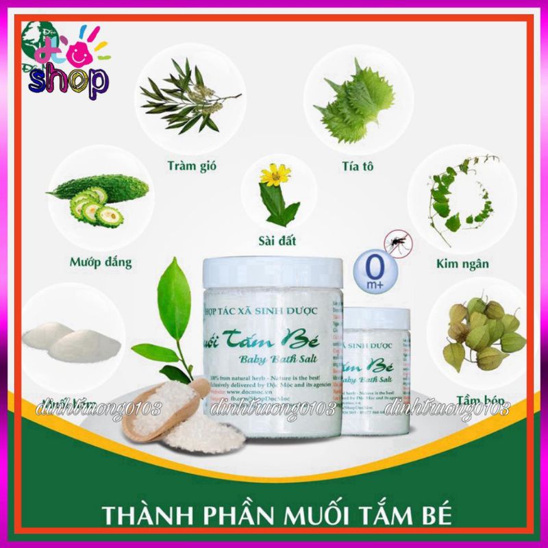 Muối tắm bé- Muối tắm bé Độc Mộc- Muối tắm bé Sinh dược độc Mộc Chính hãng