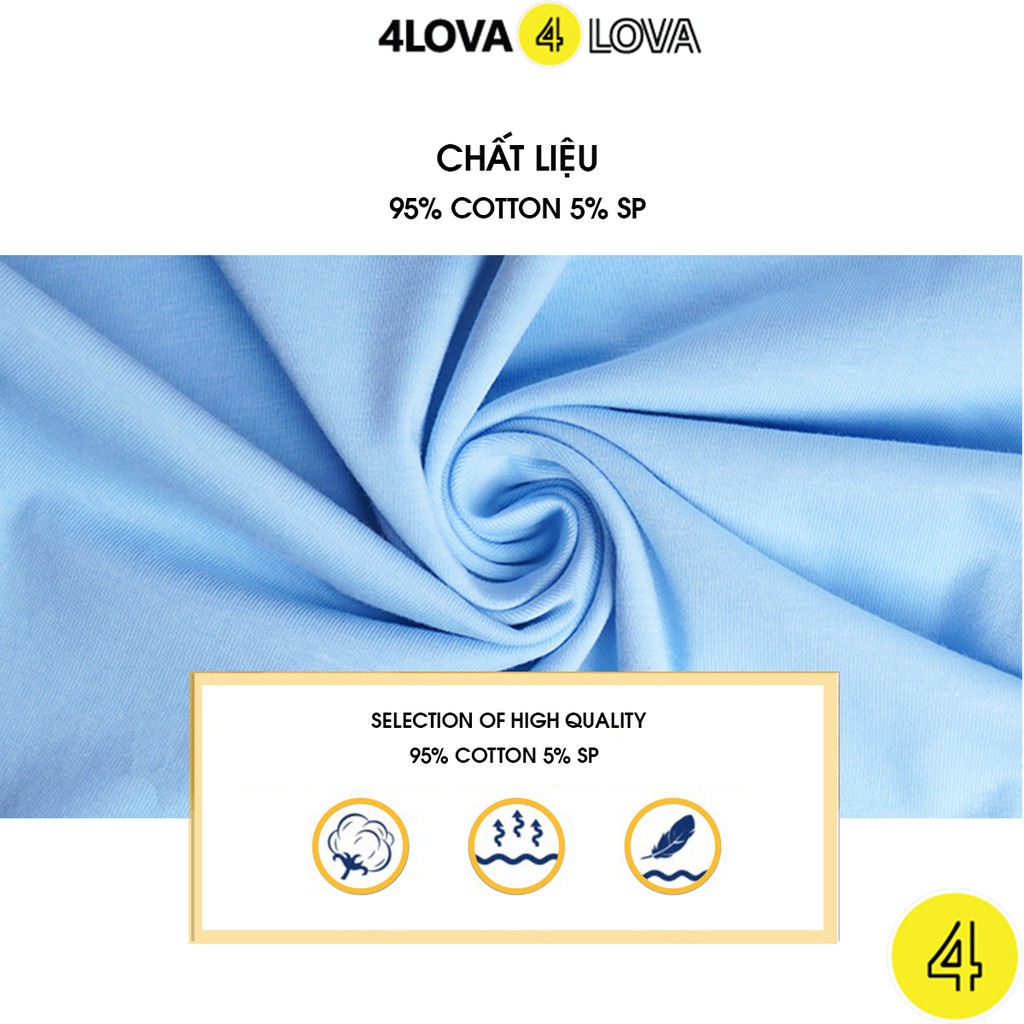 Bộ quần áo ba lỗ sát nách 4LOVA thun cotton size đại cho bé trơn basic hàng chính hãng từ 28 - 44 kg