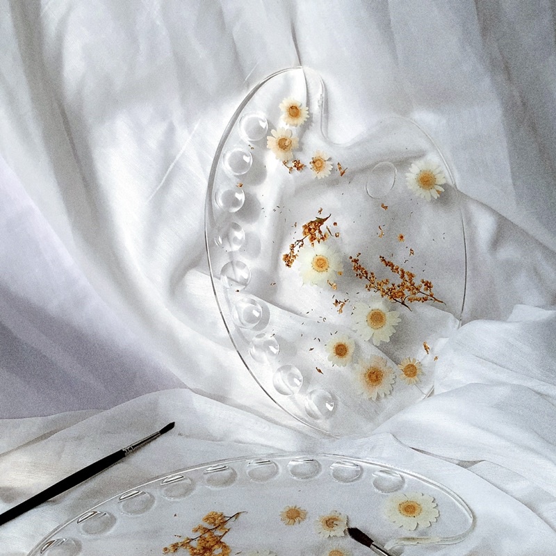 Palette/ bảng pha màu resin hoa cúc/ nghệ thuật, trang trí