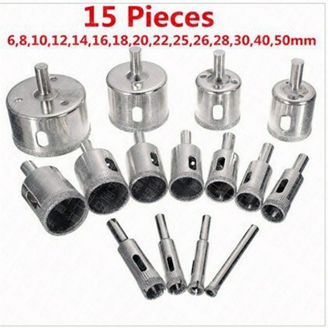 Bộ 15 mũi khoan gạch men - mũi khoan kính 6-50mm