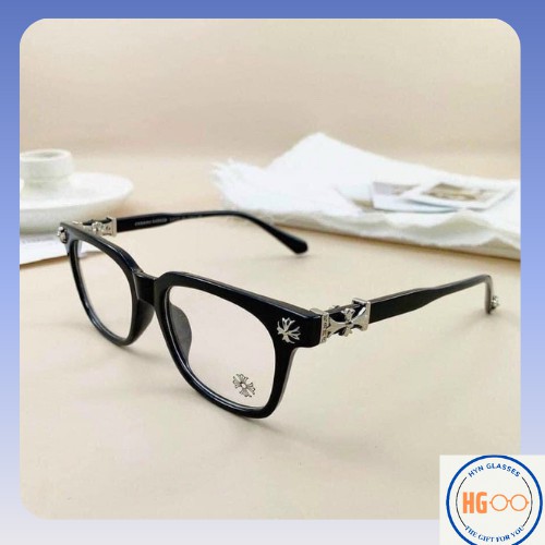 Gọng kính vuông thời trang nam nữ HYN GLASSES, kính thời trang CHROME HEART 2021 tặng kèm hộp