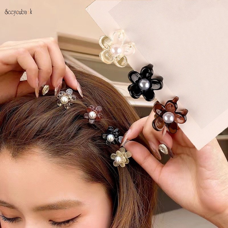 Kẹp Tóc Mini Bện Đính Ngọc Trai Giả Hình Bông Hoa Xinh Xắn