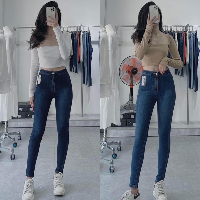 Quần Skinny Jeans Nữ Lưng Siêu Cao Hàng Xuất Chuẩn