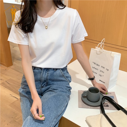 Áo Thun Phông Nữ TRAZ Basic Màu Trắng, Đen, Be, Co Giãn 4 Chiều 265g Dày Form(Phom) Rộng, Suông