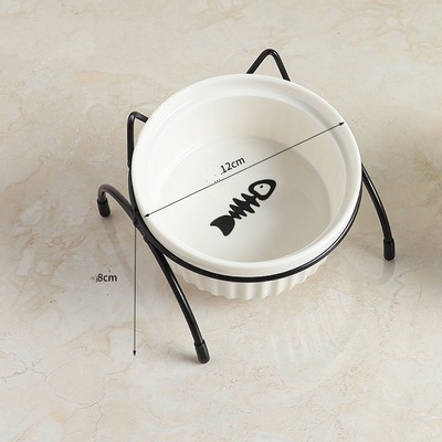 Bát ăn chó mèo chống gù lưng bằng sứ - chén ăn cao cấp đế kim loại