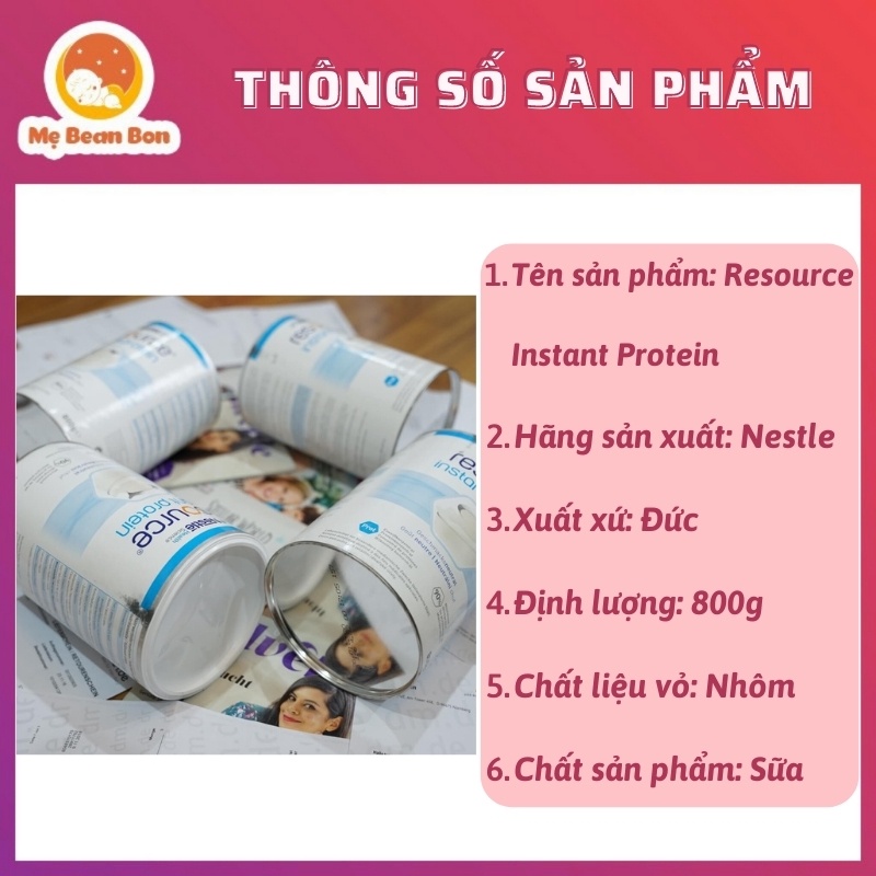 [Bay Air- Nội Địa Đức] Sữa Tiểu Đường NESTLE RESOURCE INSTANT PROTEIN 800gr Cho Người Tiểu Đường, Ăn Kiêng