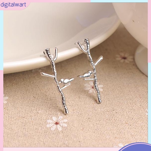 Cặp khuyên tai hợp kim hình nhánh cây cá tính sang trọng dành cho nữ