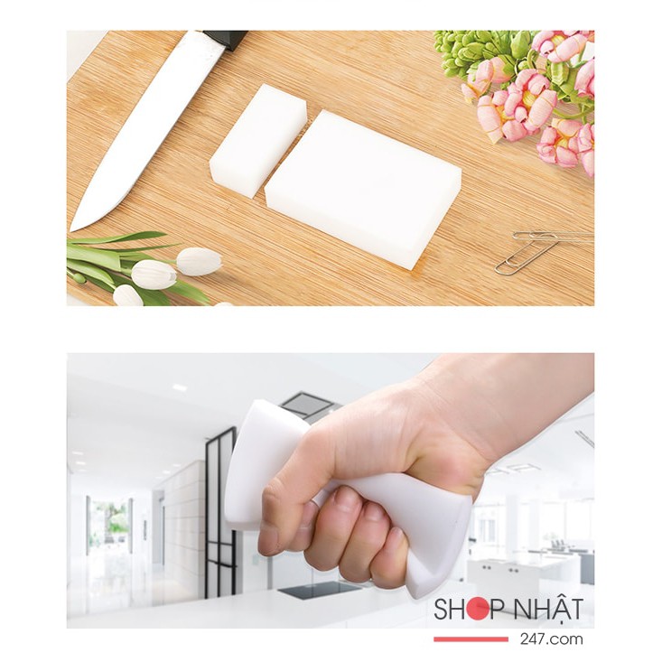 [Hỏa tốc HCM] Combo Set 6 núm hút chân không cùng Set 10 miếng mút lau chùi Melamine Nhật Bản