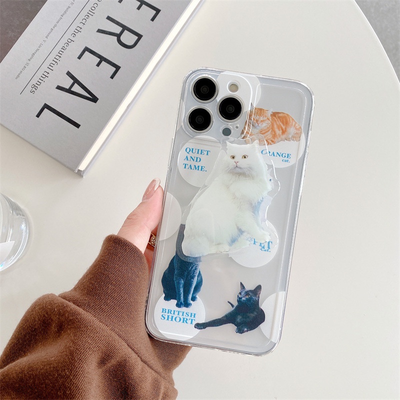 Ốp Điện Thoại TPU Mềm Có Đế Đỡ Hình Mèo Cho Iphone 7 8 PLUS X XR XS 11 12 13 PRO MAX SE 2020