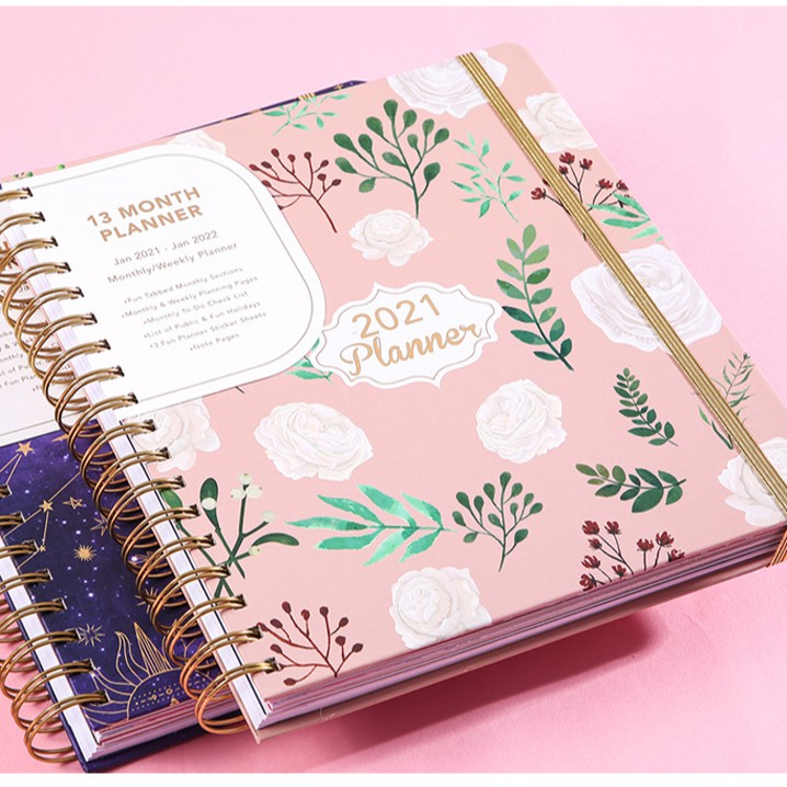 Sổ Lò Xo Planner 2021 (13 Month Planner) thiết kế sẵn B5