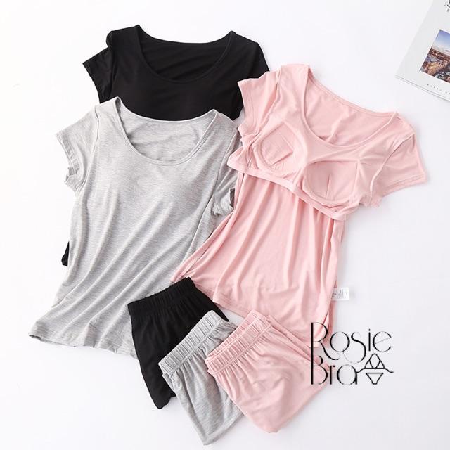 Bộ Đồ Mặc Nhà Quần Đùi Áo Cộc Cotton Có Đệm Ngực Liền Siêu Mềm Mịn CT101