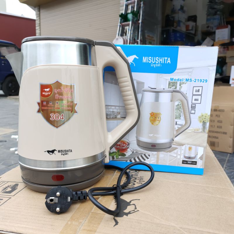 Ấm siêu tốc Thái Lan 2.2 lít Misushita inox 304 đun Nhanh Sôi, 2 lớp cách nhiệt cao cấp [LỖI ĐỔI MỚI LỖI DO SẢN XUẤT]