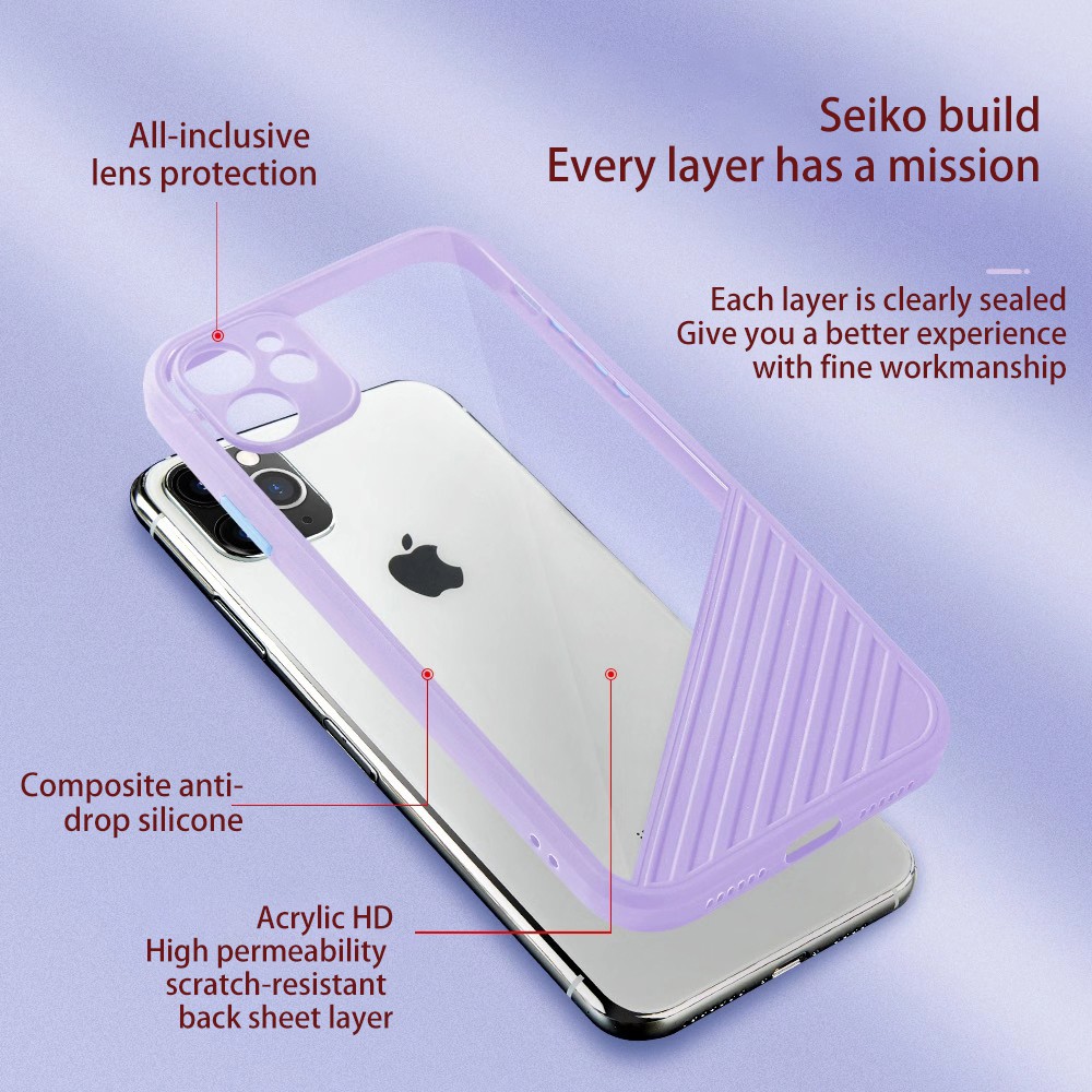 Ốp điện thoại Acrylic Silicon trong suốt chống sốc viền nhiều màu sắc cho iPhone 11 Pro Max XR XS Max X 8 7 Plus