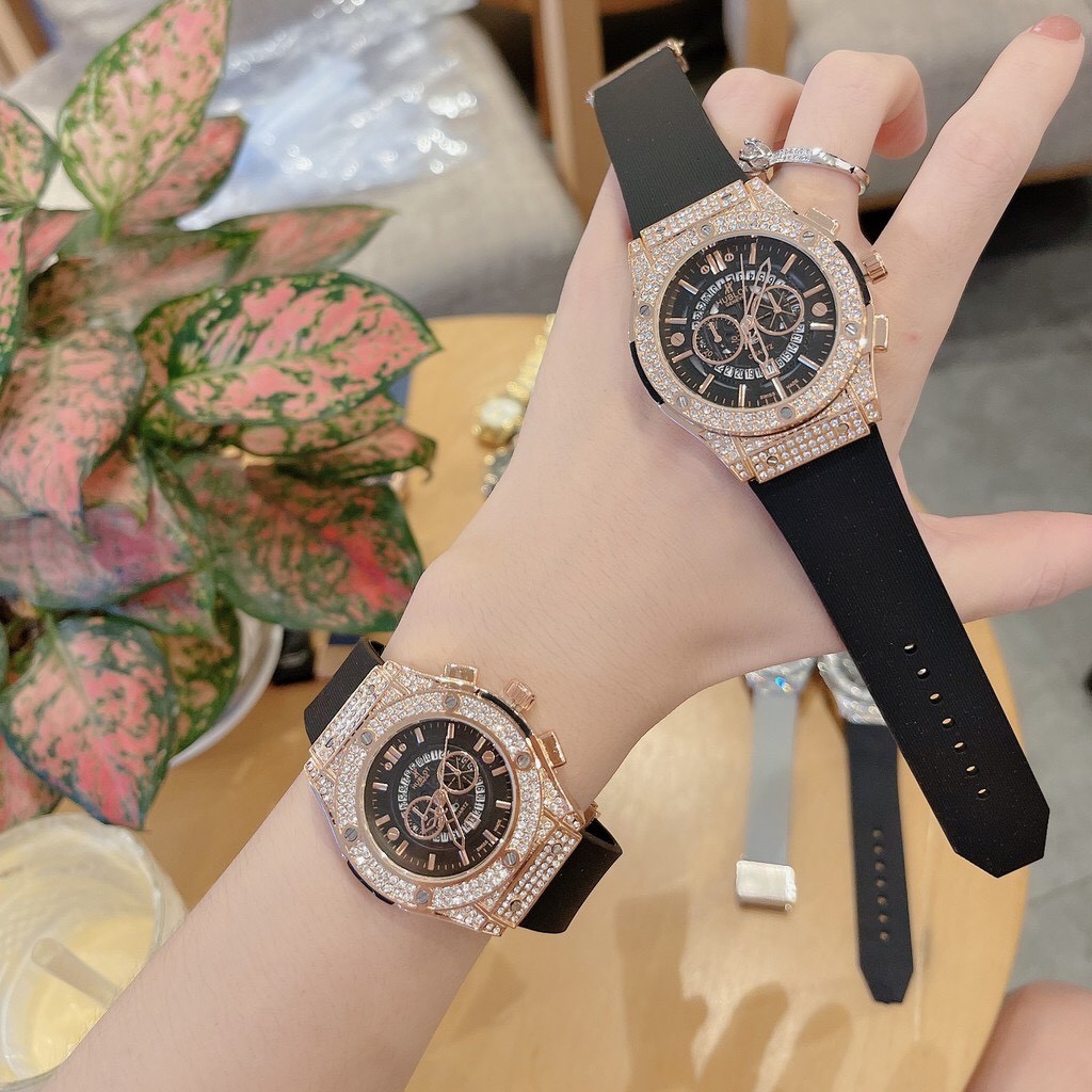 Đồng hồ Nam nữ Hublot mặt đính đá dây cao su hương thơm vani BH 12 tháng | BigBuy360 - bigbuy360.vn
