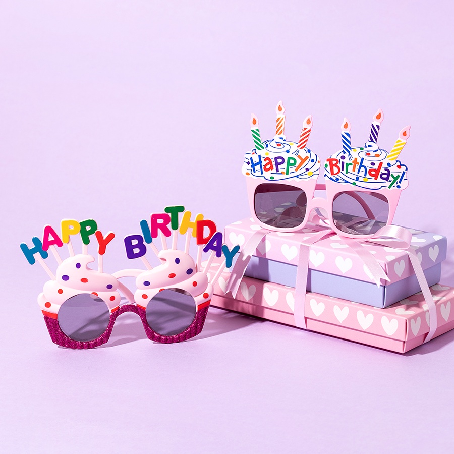 Mắt Kính ARTBOX Hàn Quốc Hình Cốc Bánh Ngọt Trang Trí Chữ Happy Birthday Dành Cho Buổi Tiệc