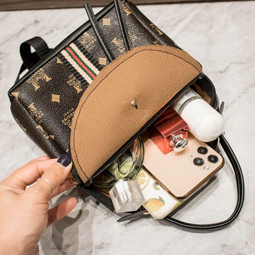 Balo Da PU Mini Họa Tiết Kẻ Sọc Thời Trang Sang Trọng Cho Nữ