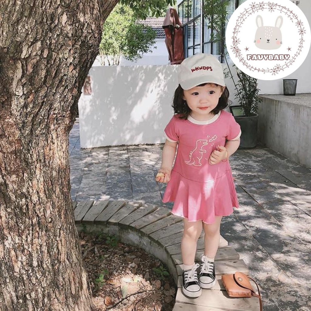 Váy Đầm MINKY MOM Chính Hãng Vải Thun Lạnh Co Giãn Dáng Xoè Hình Mặt Trời Khủng Long Cho Bé Gái 0-5 Tuổi - Favybaby