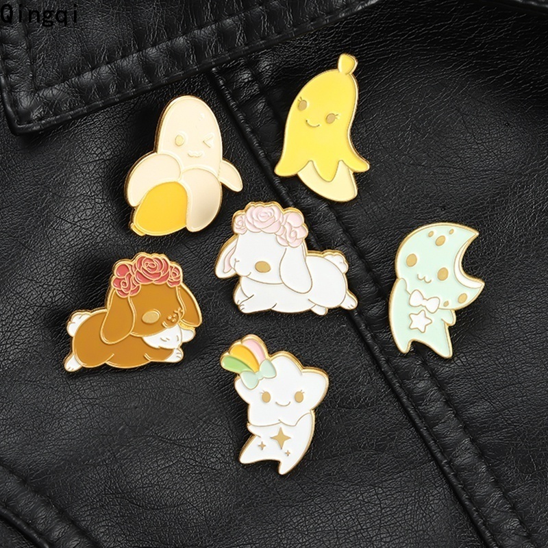 Ghim cài áo Miss Zoe hình trái chuối / mặt trăng / ngôi sao / cún hoạt hình dễ thương