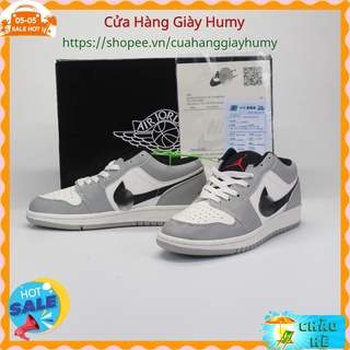 Giày sneaker jodan 1 Grey Toe Low Cổ Thấp Xám Đen full box. Humy