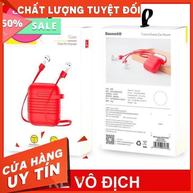 Bao da AIR POD kèm dây đeo chống rớt Baseus