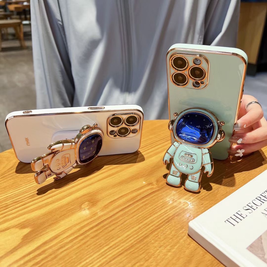 Ốp Điện Thoại Mềm Hình Phi Hành Gia Có Giá Đỡ Cho Iphone 12 pro max 11 pro max xs max xr x 13proamx plus