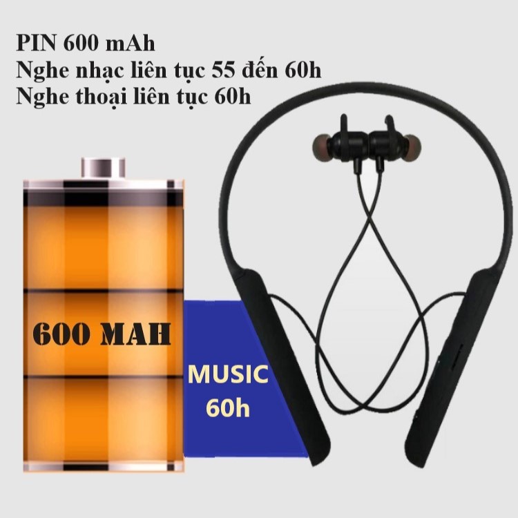 Tai nghe không dây, tai nghe bluetooth nhét tai Zh450 Pin 600mAh nghe  nhạc 60h mic đàm thoại tốt âm thanh sống động