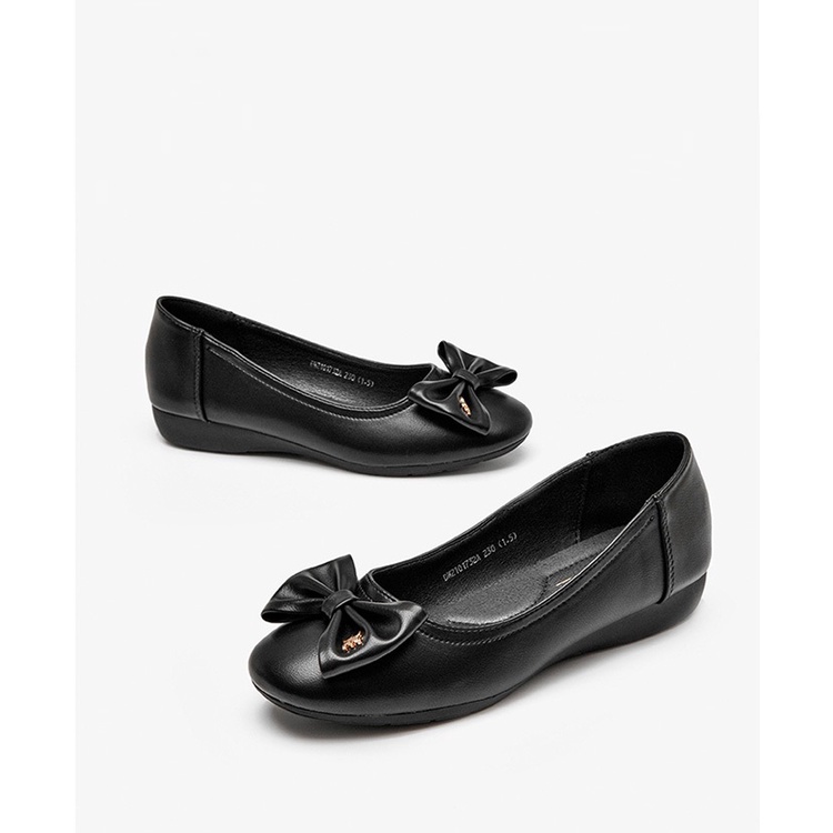 Giày búp bê nữ Dusto mũi đính nơ, da mềm, đế cao 2.5cm