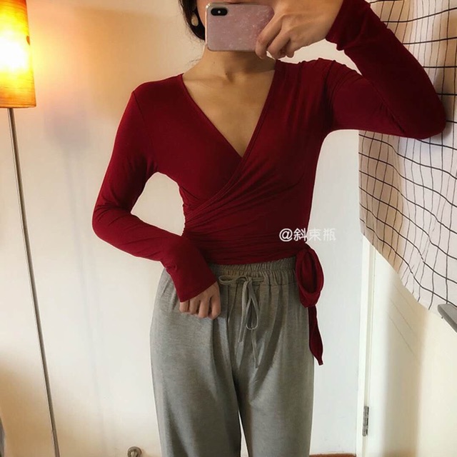 Áo cotton cổ chéo sexy | WebRaoVat - webraovat.net.vn