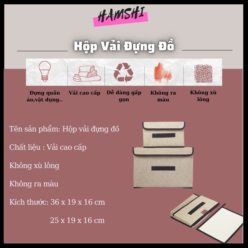 Hộp vải đựng đồ quần áo lót cá nhân đa năng thùng có nắp HAMSHI SHOP HV01