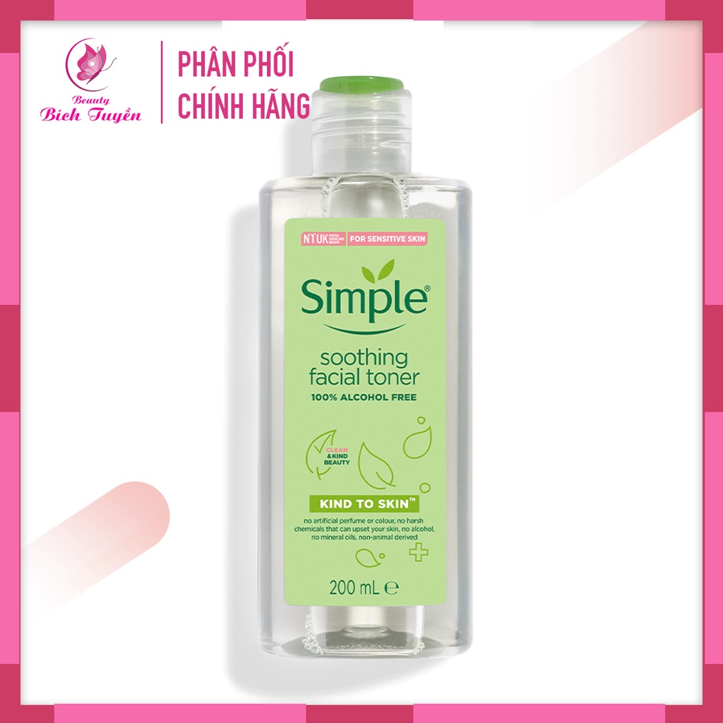 Nước Hoa Hồng SOOTHING FACIAL TONER SIMPLE cân bằng ẩm cho da 200ml BT Cosmetic