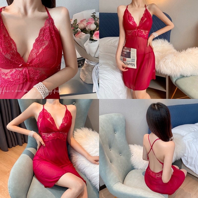 Váy Ngủ 2 Dây Ren Voan Mềm Mại Gợi Cảm - Đầm Ngủ Cao Cấp Quyến Rũ - ME1170