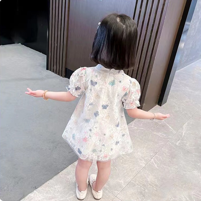 Đầm Công Chúa Năm Mới Phối Ren Phong Cách Trung Hoa Cho Bé Gái