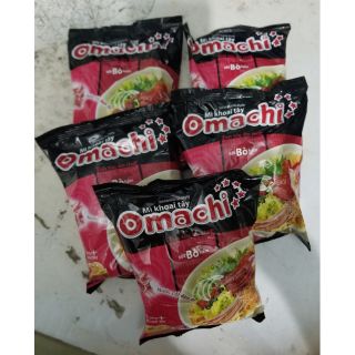 Lốc 5 gói mì Omachi (Mì chua cay + Mì xốt bò hầm + Mì sườn)