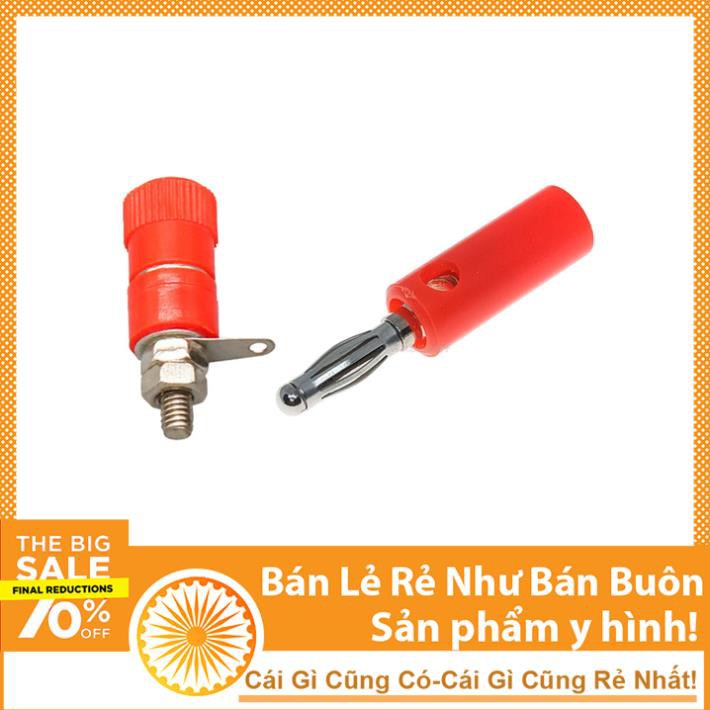 Combo 1 Jack Bắp Chuối 4mm Và 1 Đầu Jack JS910 Dài - Màu Đỏ