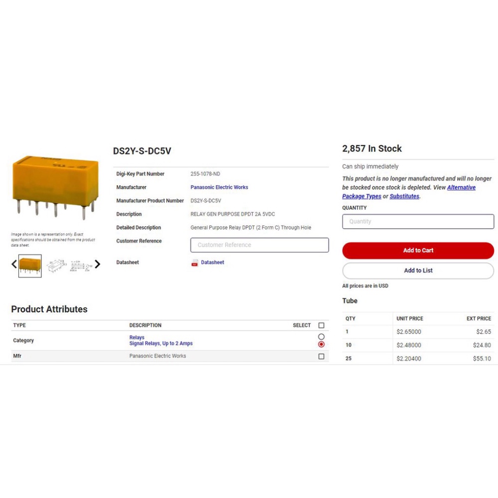 Relay 5V 8 Chân ds2y-s-dc5v chất lượng đảm bảo Pana AGY2329 - Shop Huyền Trang