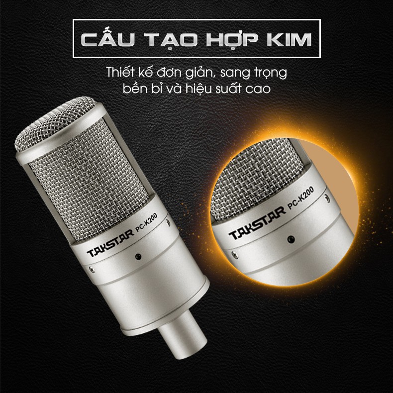 Mic Thu Âm Livestream Hát Karaoke Chuyên Nghiệp Takstar PC-K200 Độ Nhạy Cao, Lọc Tạp Âm Chính Hãng Giá Rẻ Bảo Hành 1 Năm