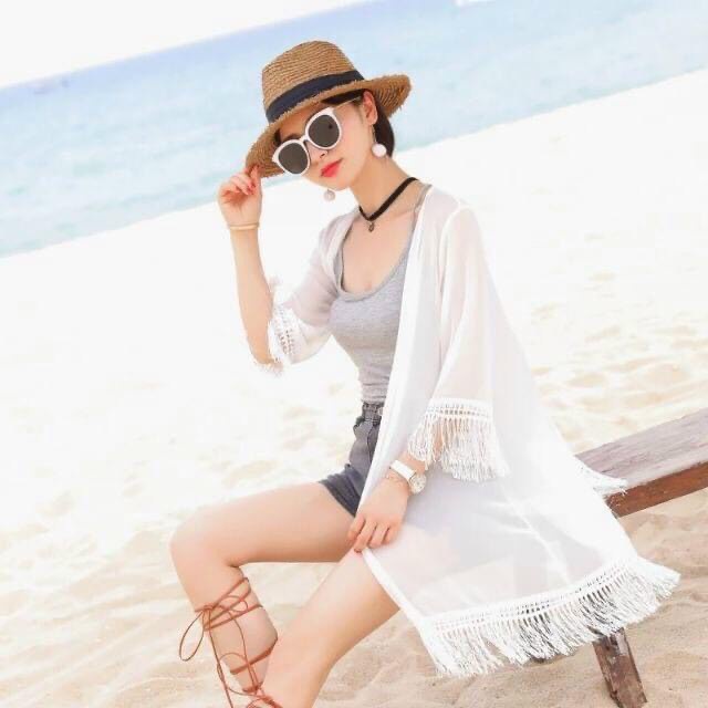 Áo Choàng Tua Rua Nữ Đi Biển Ren Đẹp AC-028
