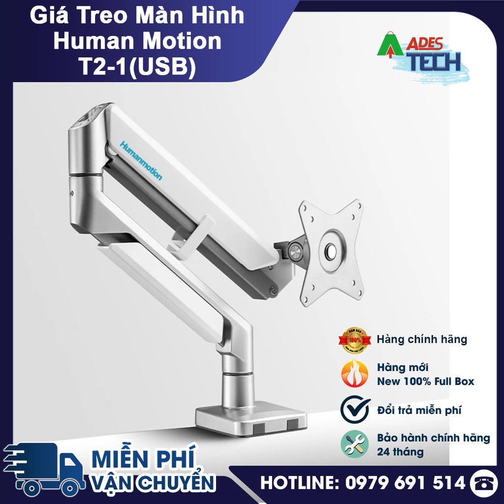 Giá Đỡ Màn Hình Máy Tính HUMAN MOTION T2-1 / T2-1U Tích Hợp Chân USB | Arm Monitor