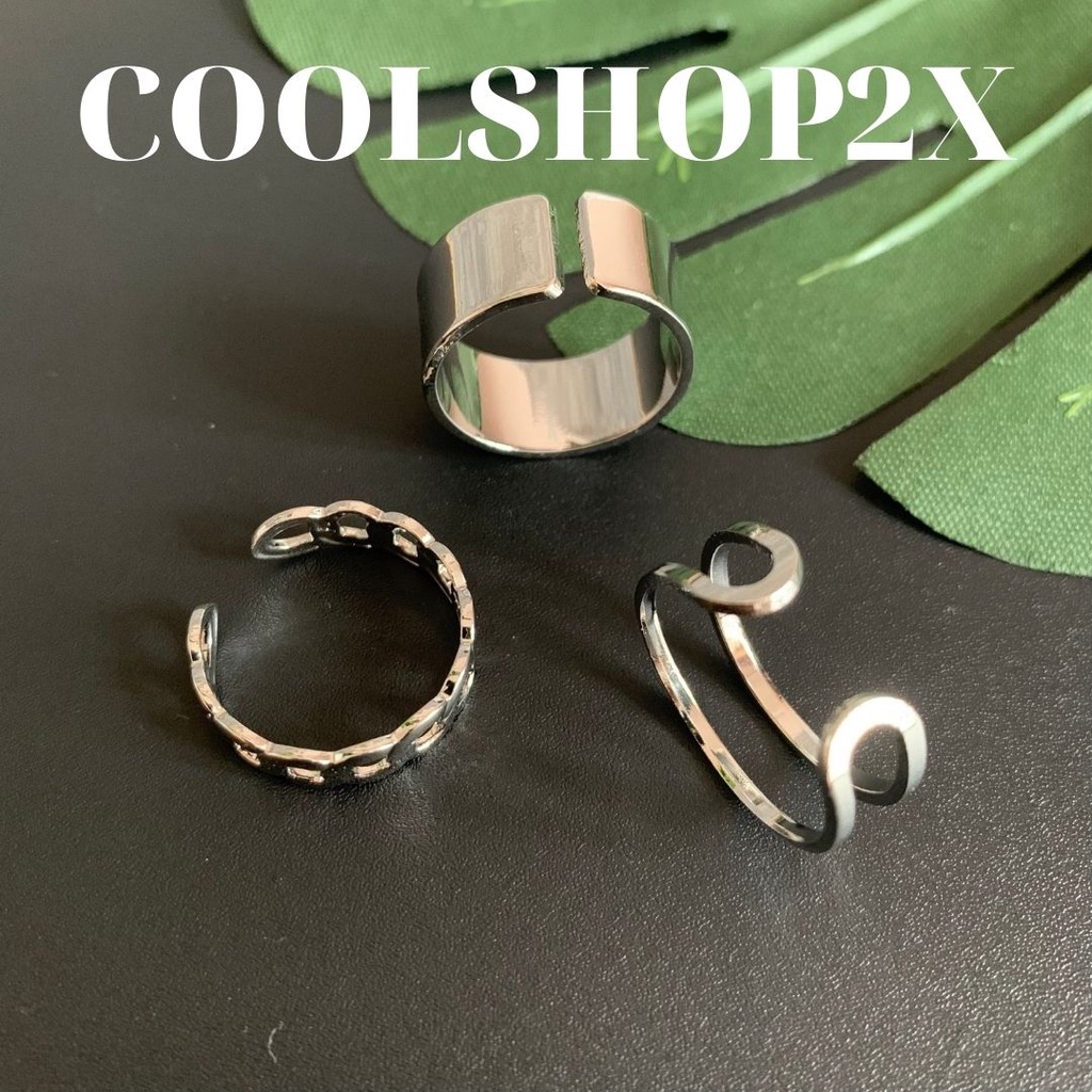 Set nhẫn  3 chiếc phong cách basic Unisex