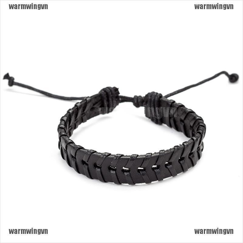 Set 6 Vòng Tay Da Bện Nhiều Lớp Phong Cách Vintage Cho Nam