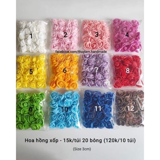 Set 12 hoa hồng xốp loại 2,5cm trang trí, làm phụ kiện handmade
