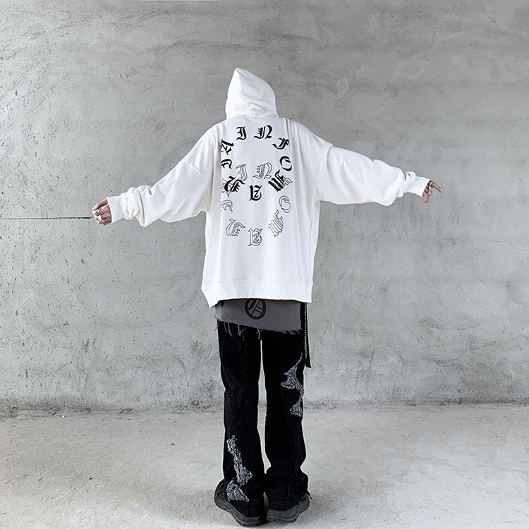 Áo hoodie dáng rộng in họa tiết chữ cái phong cách Hàn Quốc thời trang cá tính