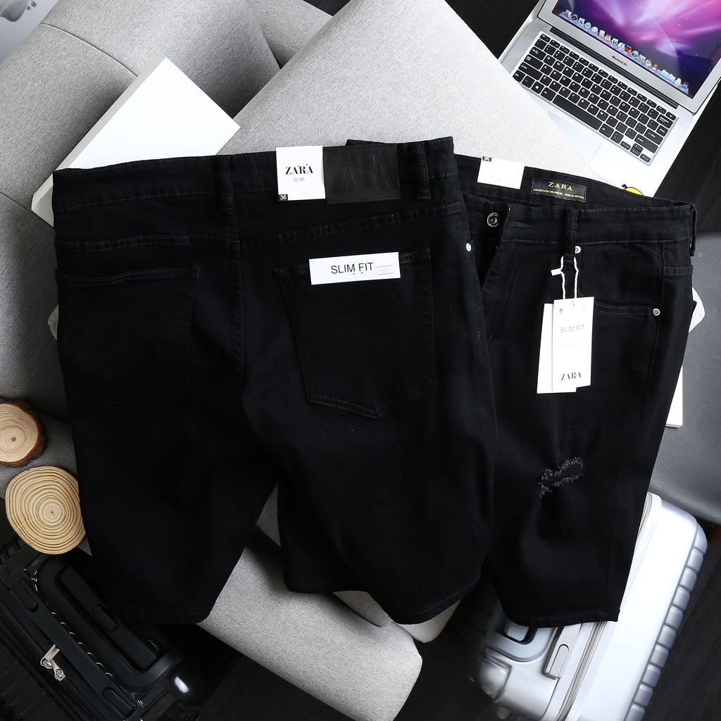 [bigsize &lt; 130kg] QUẦN SHORT JEAN NAM BIGSIZE - đen rách 2 gối mã 11
