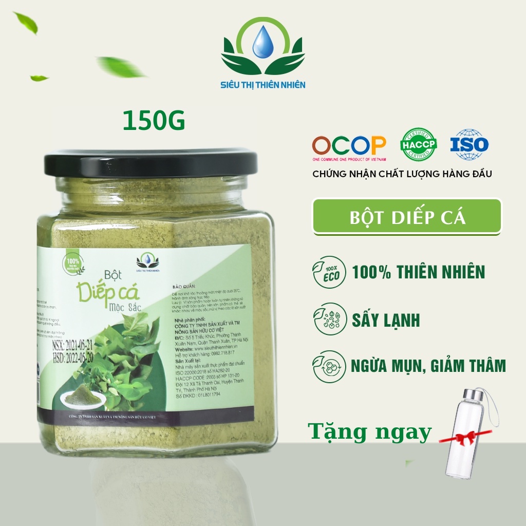 Bột Diếp Cá Nguyên Chất Ngừa Mụn, Giảm Các Vết Thâm Và Thanh Nhiệt Cơ Thể Lọ 150G - SIÊU THỊ THIÊN NHIÊN