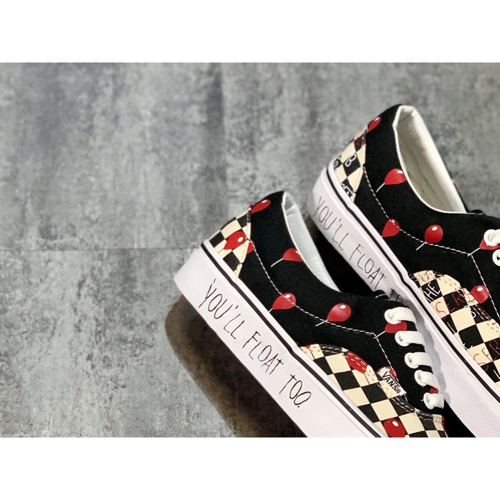 【Giá đặc biệt】Vans Era Lover Limited Edition Giày vải kẻ sọc đen trắng đỏ