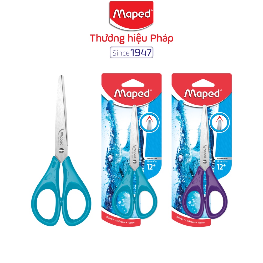 MAPED - Kéo PULSE Cá sấu đầu nhọn 16cm - 1 cái [Chính hãng]